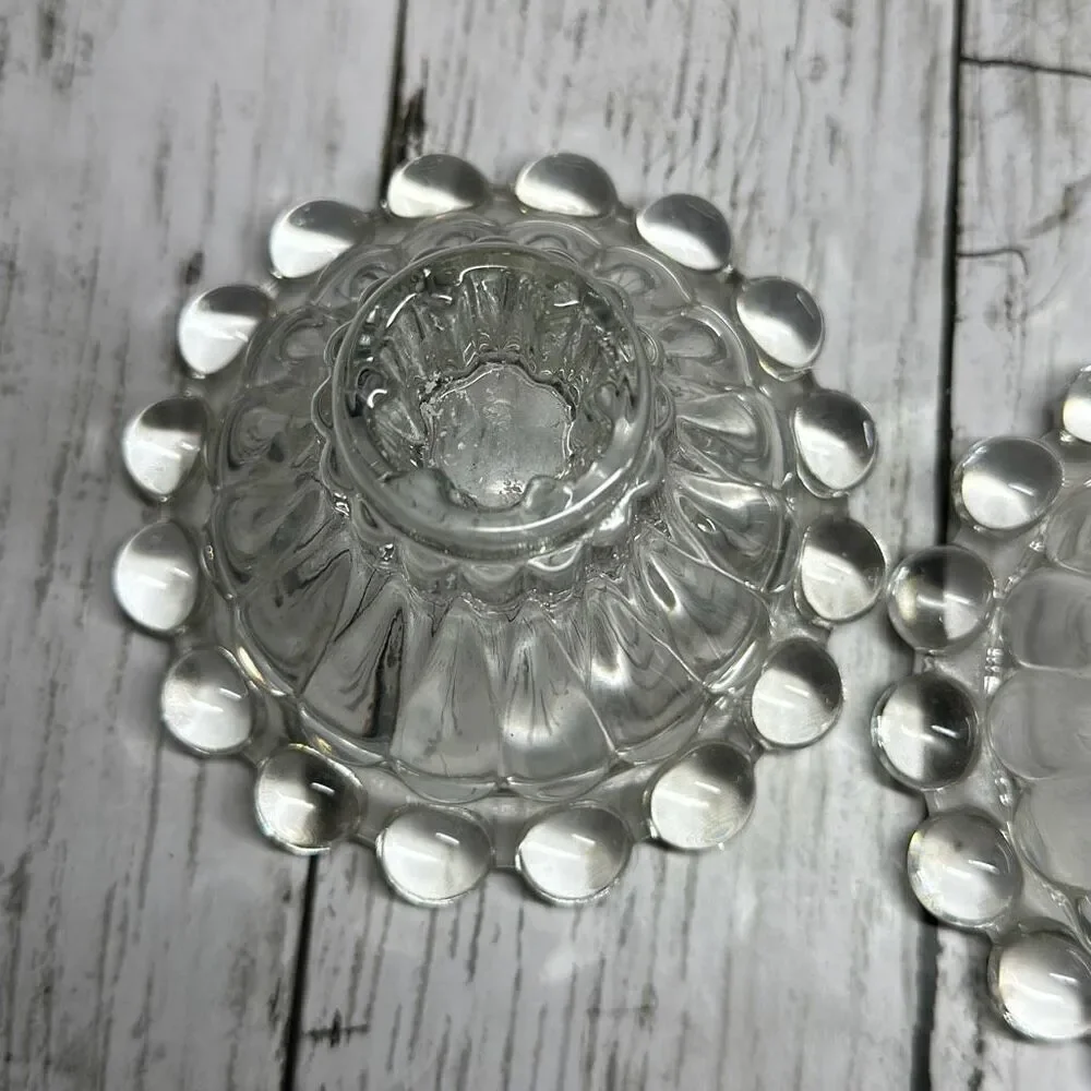 Vintage 1960s Boopie Bubble Glass‎ Candlestick Holder Set